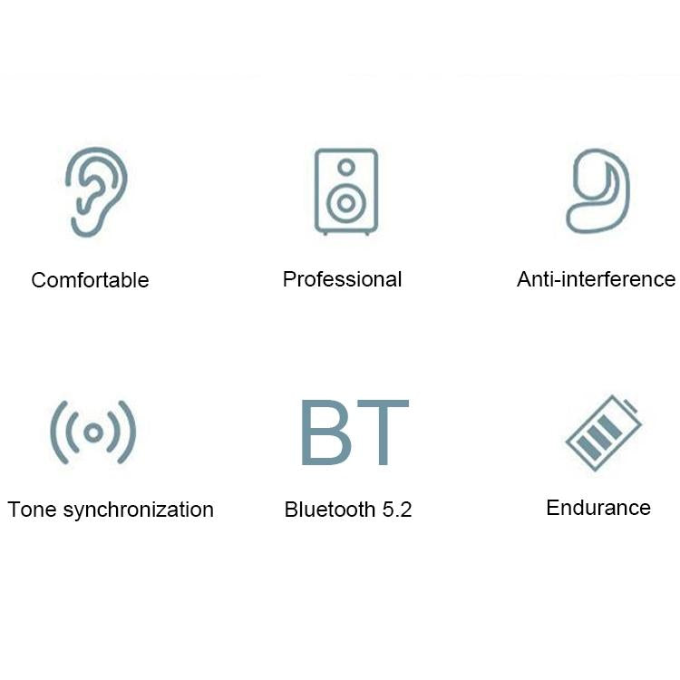 Wireless Bluetooth 5.2 Earphones with Noise Reduction Ear-mounted Design - Black Without Accessories