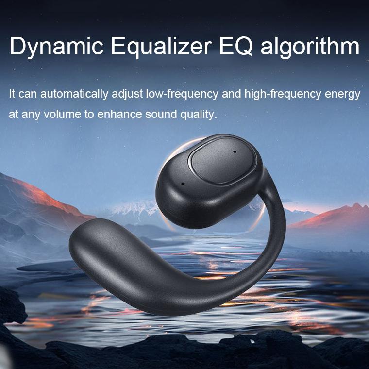 Wireless Bluetooth 5.2 Earphones with Noise Reduction Ear-mounted Design - Black Without Accessories