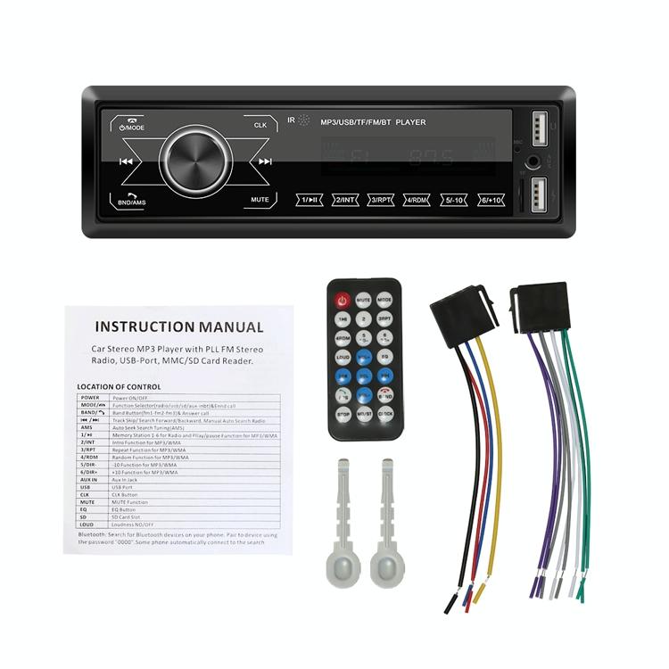 Touch Car Bluetooth Speakerphone With Mp3 Player Colourful Lights And Radio - Compatible With Double U Disk - A2818