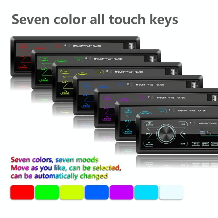 Touch Car Bluetooth Speakerphone With Mp3 Player Colourful Lights And Radio - Compatible With Double U Disk - A2818