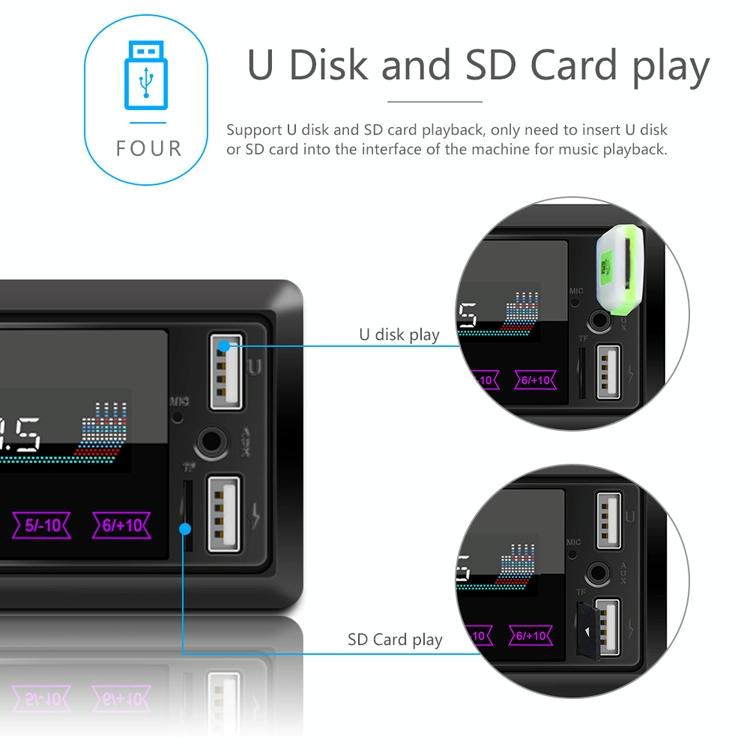 Touch Car Bluetooth Speakerphone With Mp3 Player Colourful Lights And Radio - Compatible With Double U Disk - A2818