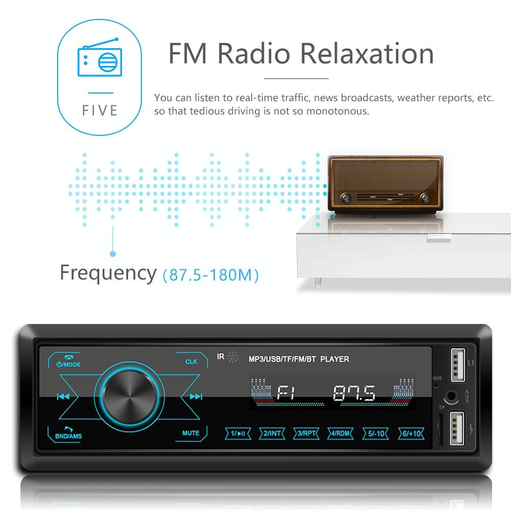 Touch Car Bluetooth Speakerphone With Mp3 Player Colourful Lights And Radio - Compatible With Double U Disk - A2818