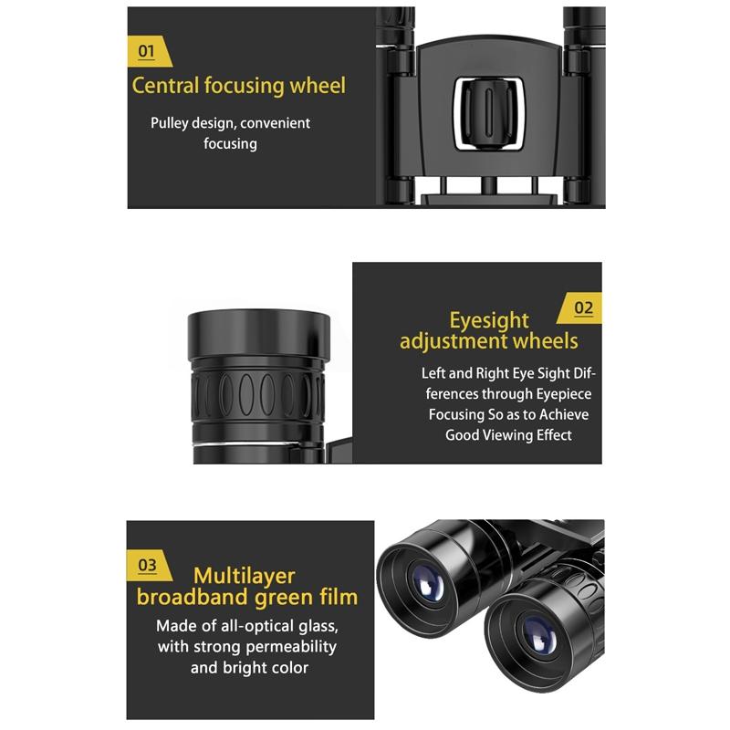 Foldable Hunting Binoculars for Outdoor Adventures - 200 X 25 Standard