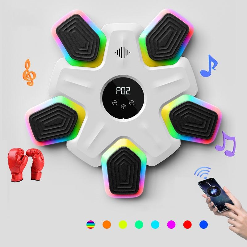 Bluetooth Music Boxing Machine - 4 Modes 9 Speeds Colourful Lights - Only Machine White