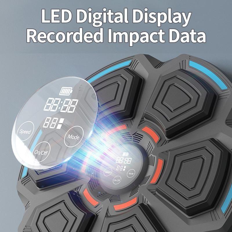 Adjustable 9-Speed Bluetooth Music Boxing Machine With Lights - Black - Black