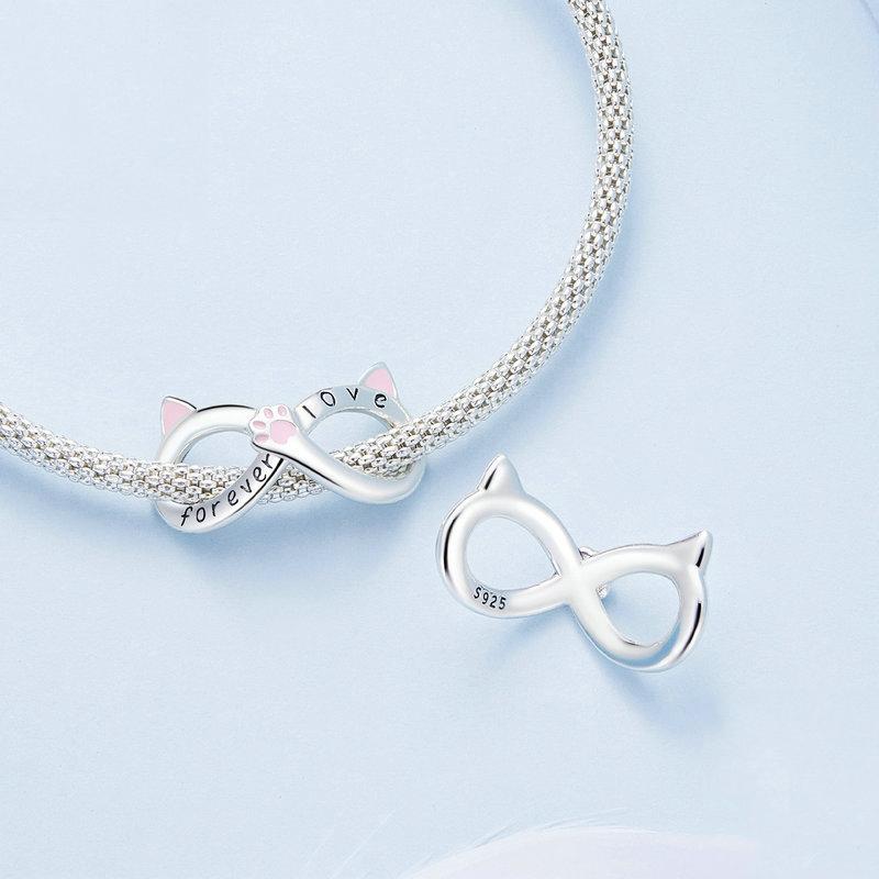 925 Sterling Silver Infinity Cat Bracelet Bsc748