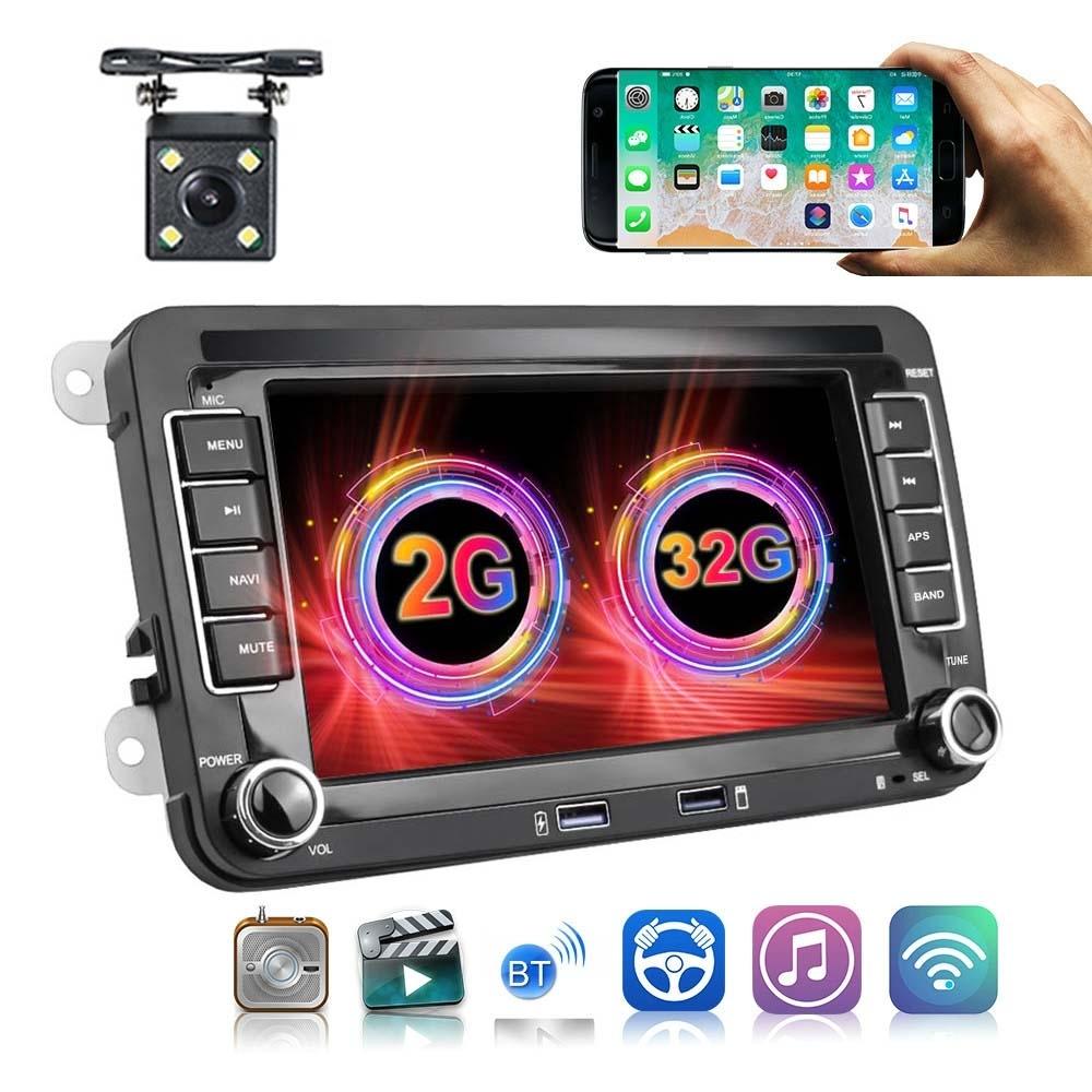 7 Inch Android Car Multimedia Player With Navigation &amp; Bluetooth 2 + 32G - Standard + 4Lights Camera - Fits Volkswagen