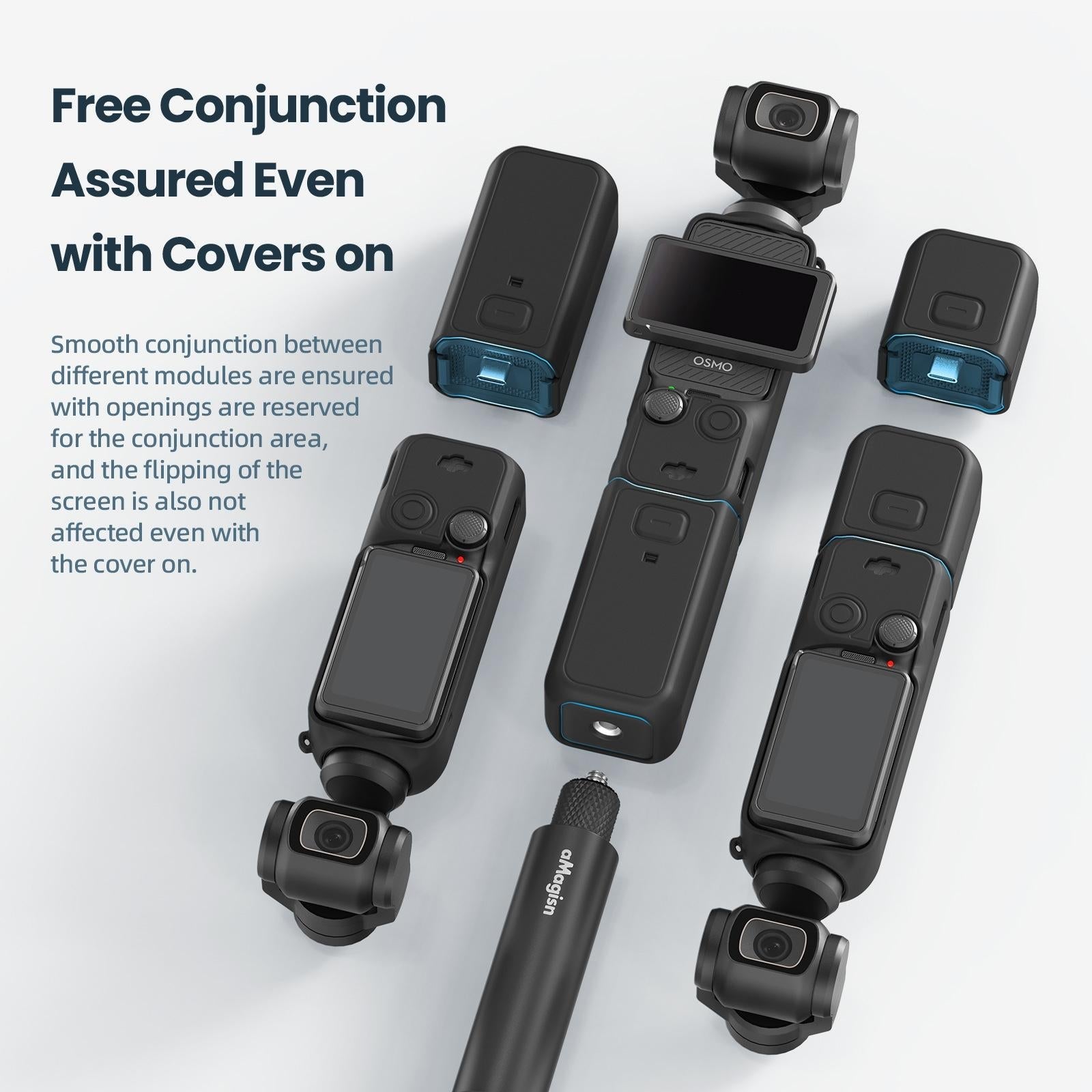 5-in-1 Silicone Case for Dji Pocket 3 Camera Accessories - 5 In 1 Black
