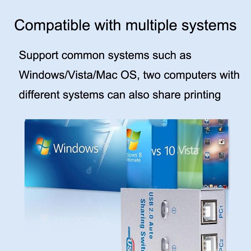 2-In-1 Usb Switcher Manual Print Sharer Black