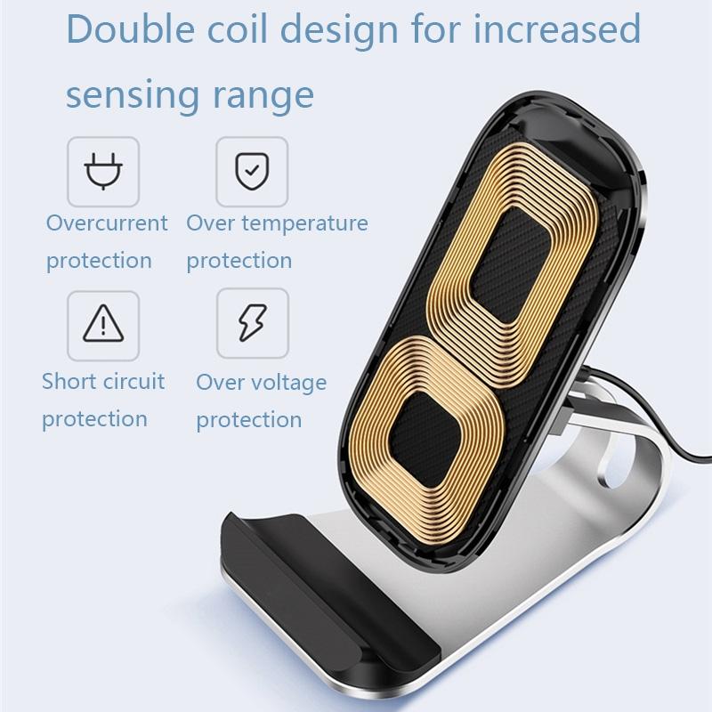 15W Multifunctional Wireless Charger With Stand Black