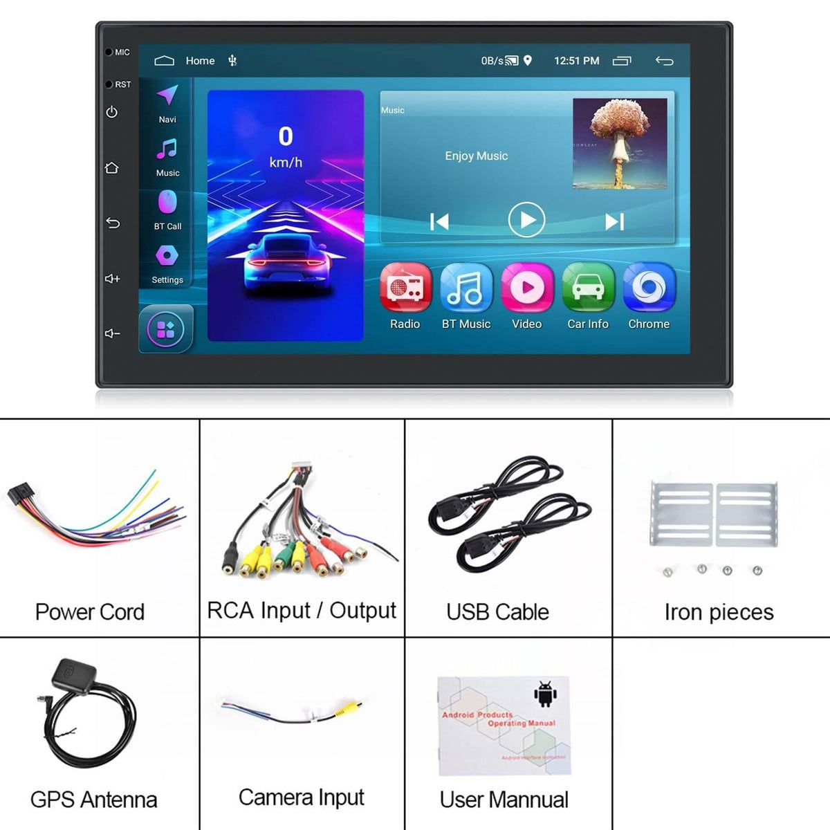 7 Inch Android 11 Carplay Navigation Player - 2 + 32G