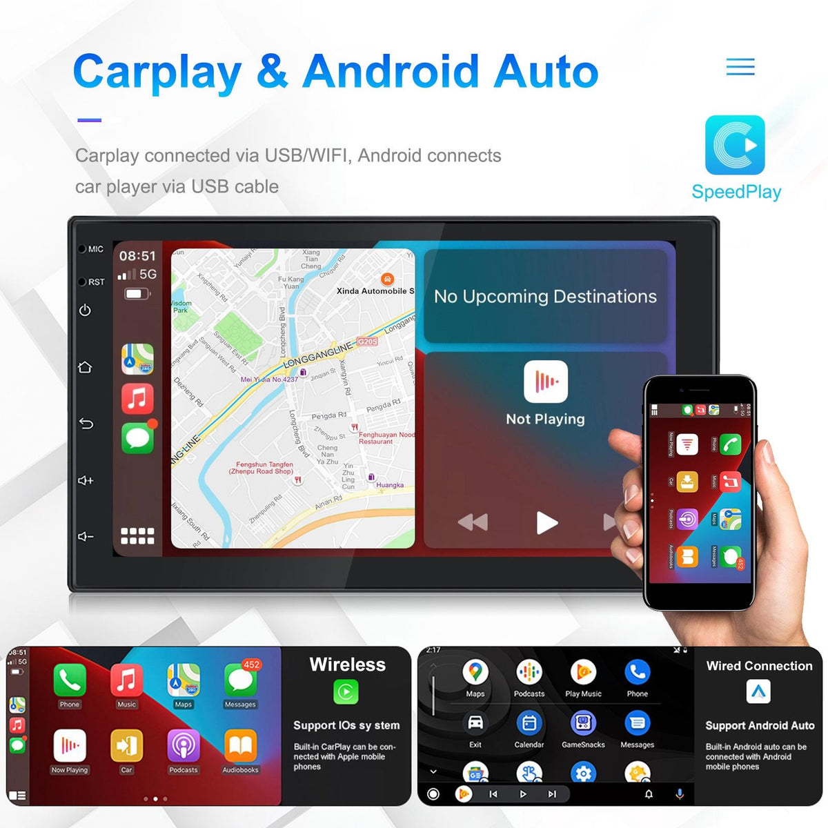 7 Inch Android 11 Carplay Navigation Player - 2 + 32G