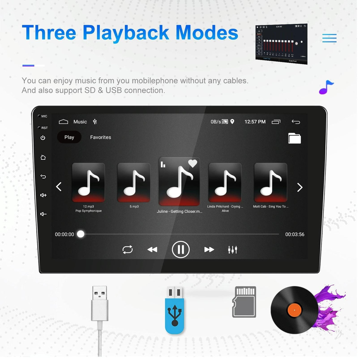 10 Inch Car Android Navigation Screen With Carplay - 2 + 64G