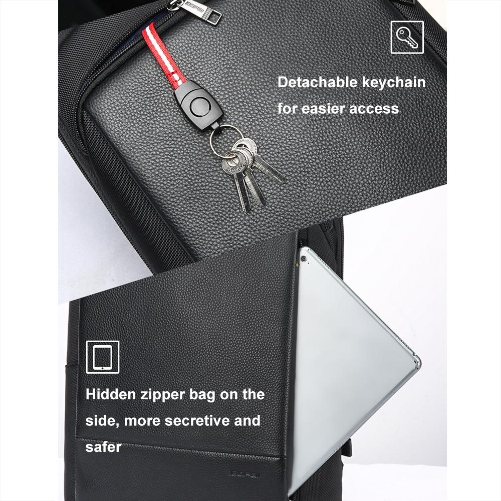 Waterproof Business Laptop Backpack - Genuine Leather Lightweight - Deluxe