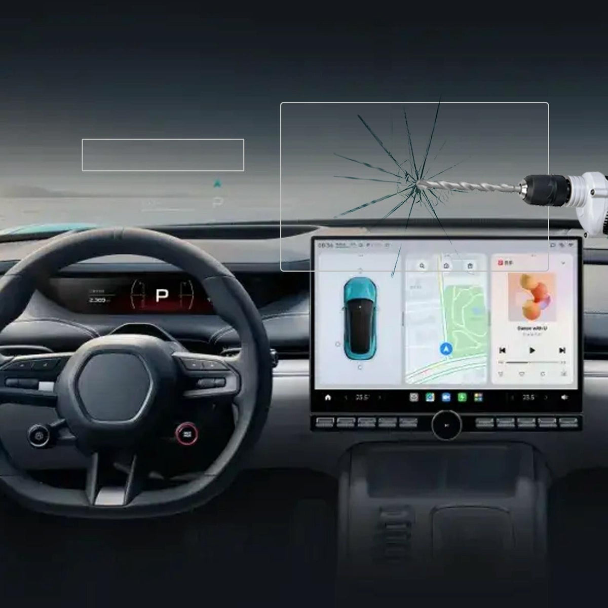 Tempered Glass Film for Car Navigator - Protective - For Tesla Model 3 2024