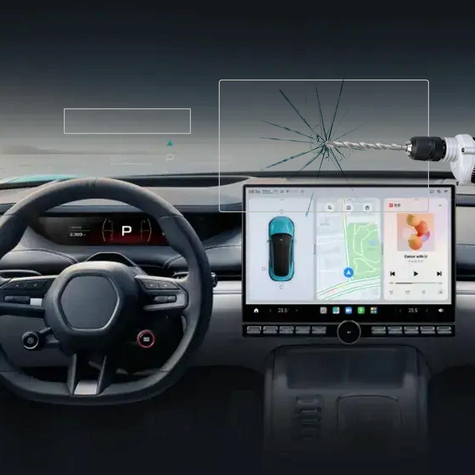 Tempered Glass Film for Car Navigator - Protective - For Tesla Model 3 2024