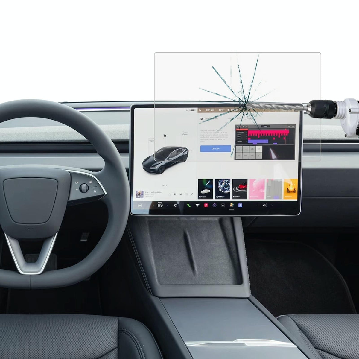 Tempered Glass Film for Car Navigator - Protective - For Tesla Model 3 2024