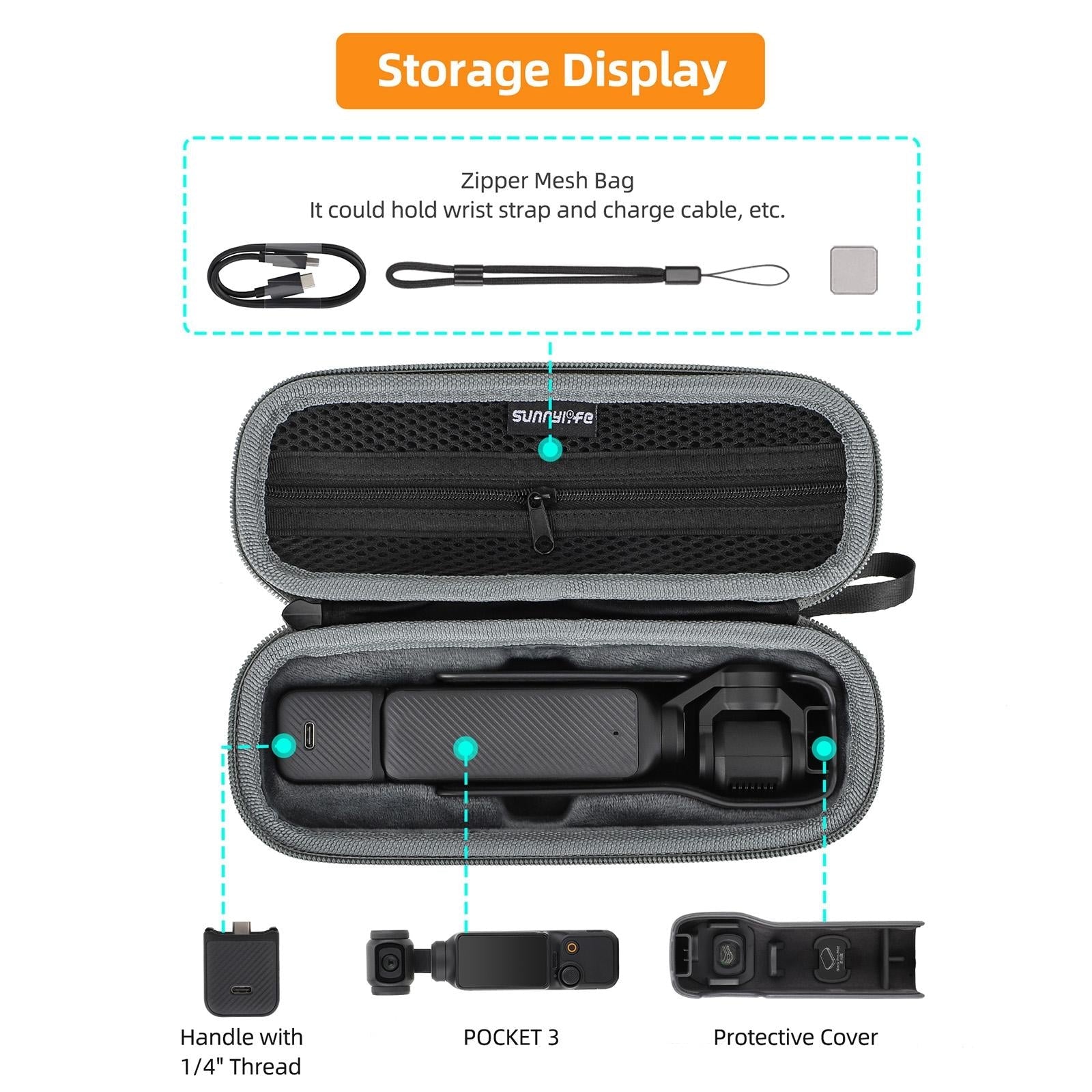 Portable Storage Case for Dji Pocket 3 - Complete Protection for Travel - Full Set Bag