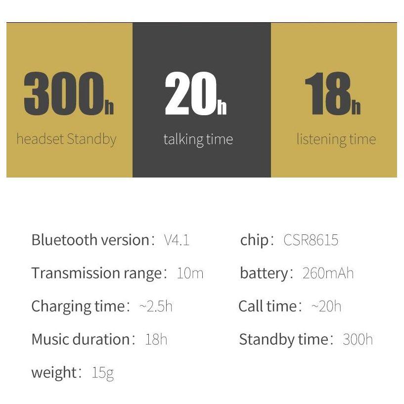 Wireless Bluetooth Earbud For Hands-Free Calls And Music - Large Battery - Black