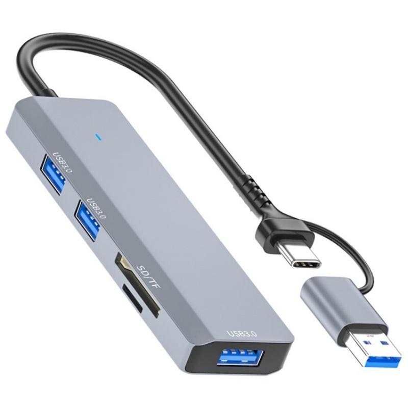 3-Port Usb Hub With Type-C & Sd / Tf Slots