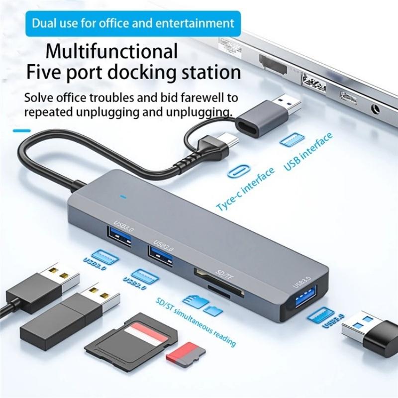 3-Port Usb Hub With Type-C & Sd / Tf Slots