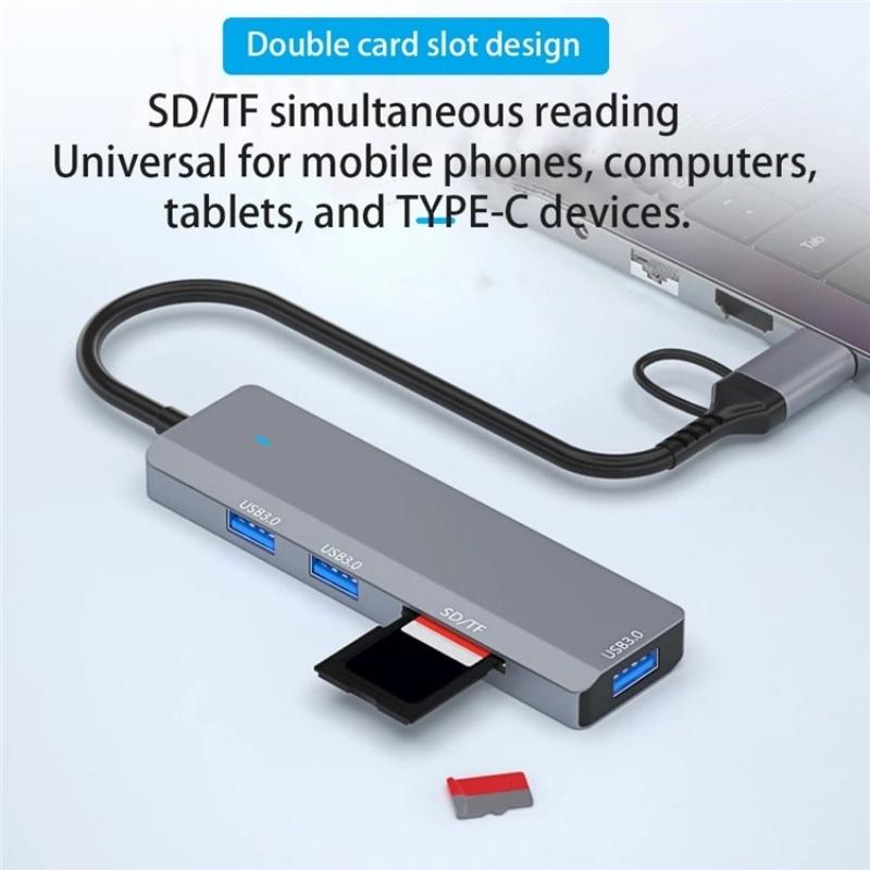 3-Port Usb Hub With Type-C & Sd / Tf Slots