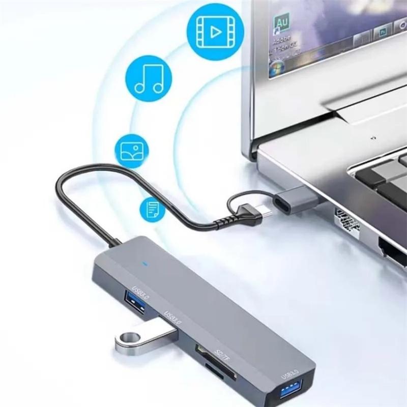 3-Port Usb Hub With Type-C & Sd / Tf Slots