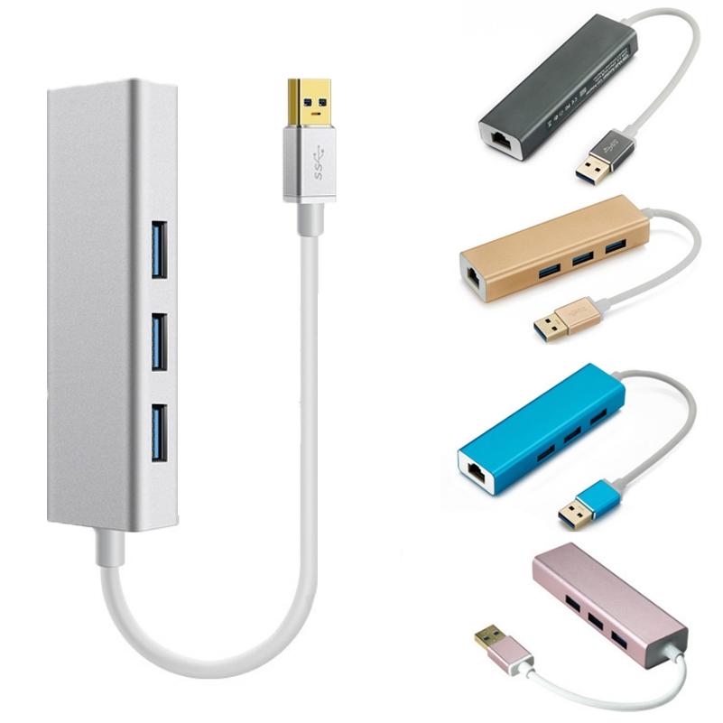 3-Port Usb 3.0 + Rj45 External Hub For Laptops