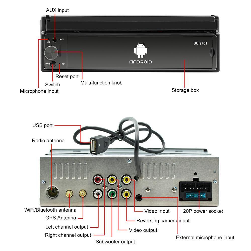 7 Inch Hd Foldable Car Android Radio Receiver Fm / Bluetooth / Tf / Gps / Phone Link / Wifi 1Gb + 32Gb