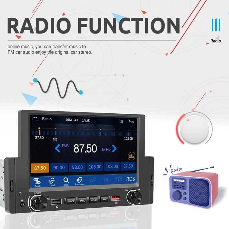 6.2 Inch Single Butt Carplay Car Monitor - Universal Wired Mp5 Player - Standard + 4 Light Camera