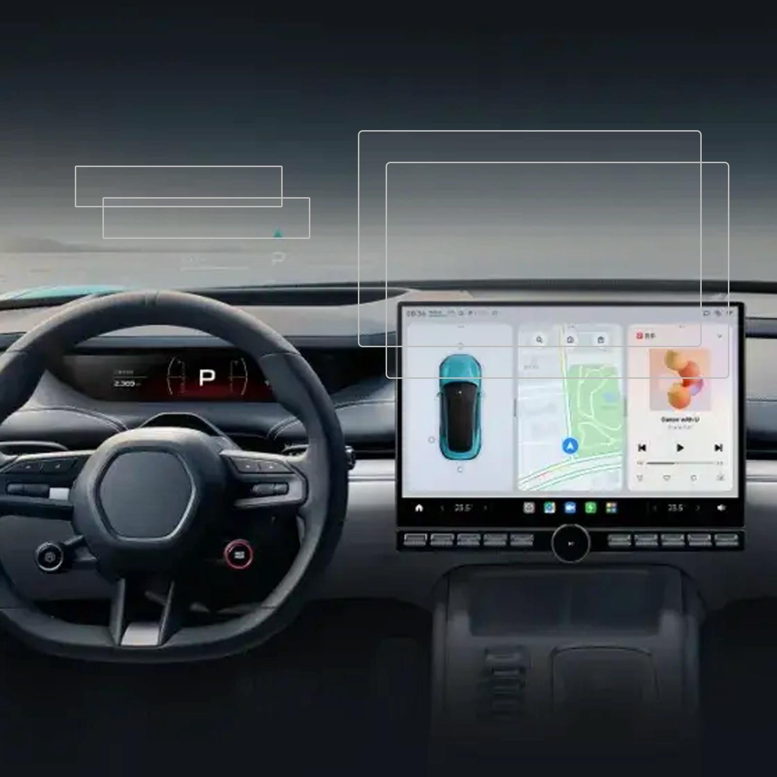 2-pack Tempered Glass Film for Car Navigator Protection - For Xiaomi Su7