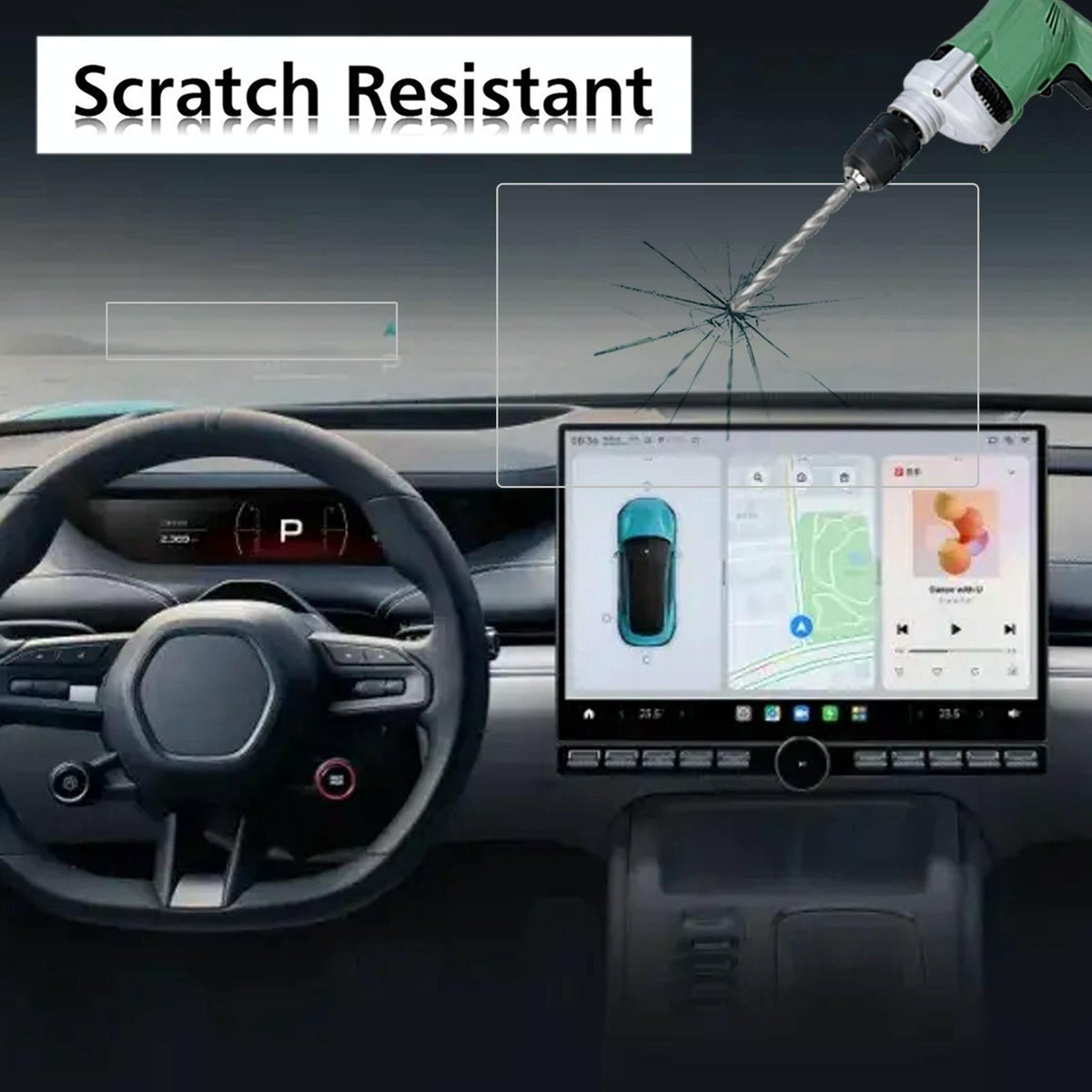 2-pack Tempered Glass Film for Car Navigator Protection - For Xiaomi Su7