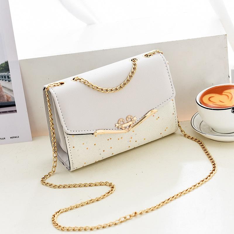 Sequined Messenger Shoulder Bag For Women Beige - Black