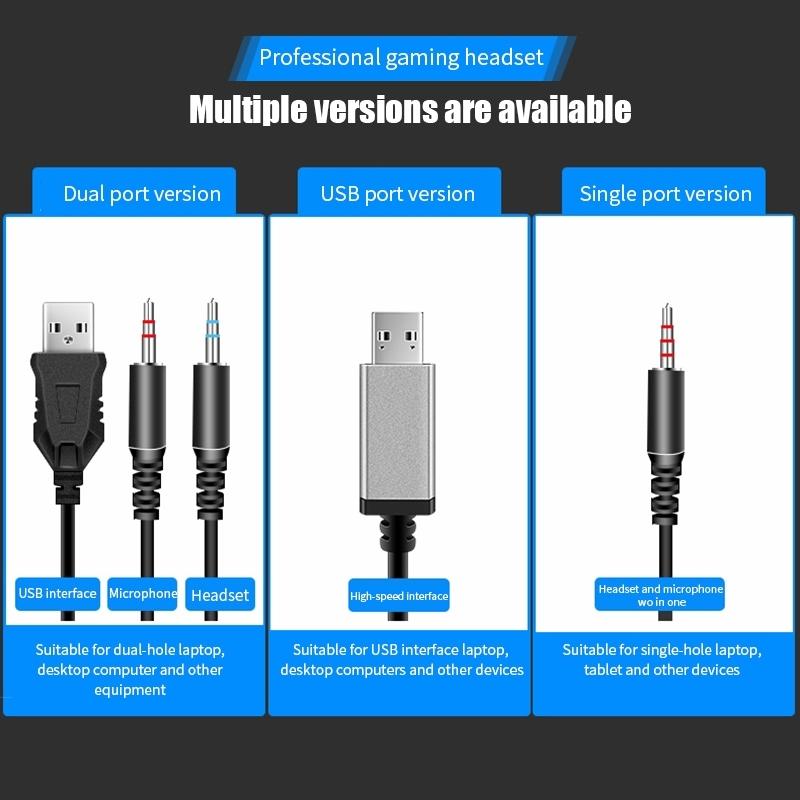 2-Pack G58 Gaming Headset W / Mic 2M Cable Black Usb 7.1 Version