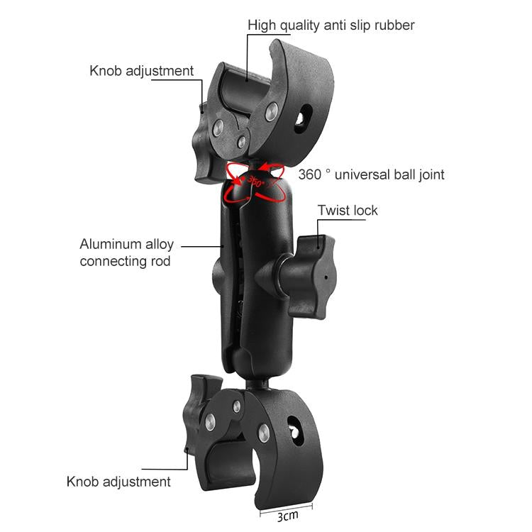 18cm Dual Head Motorcycle Handlebar Mount - 22Cm