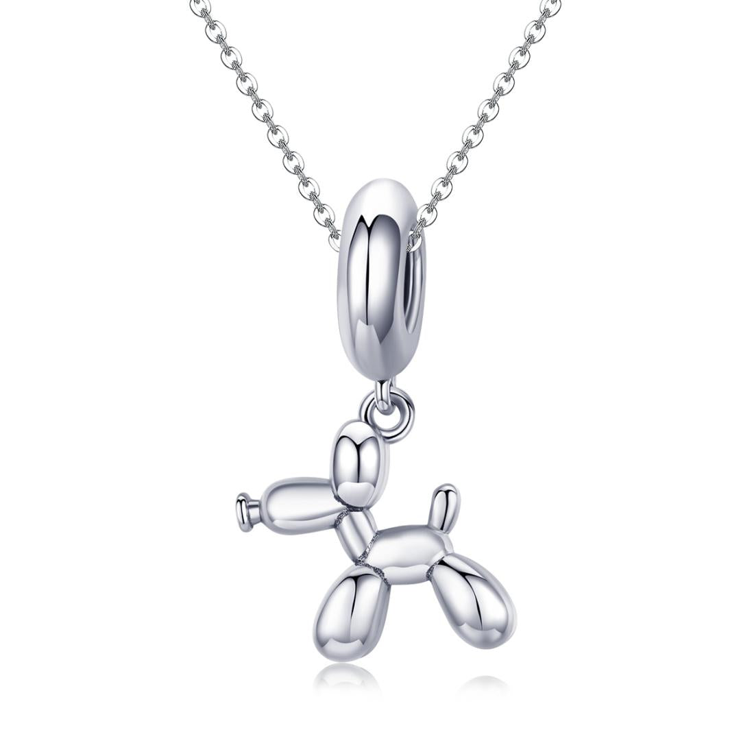 925 Sterling Silver Balloon Dog Charm For Diy Bracelets Bead+Chain Style - Bead + Chain