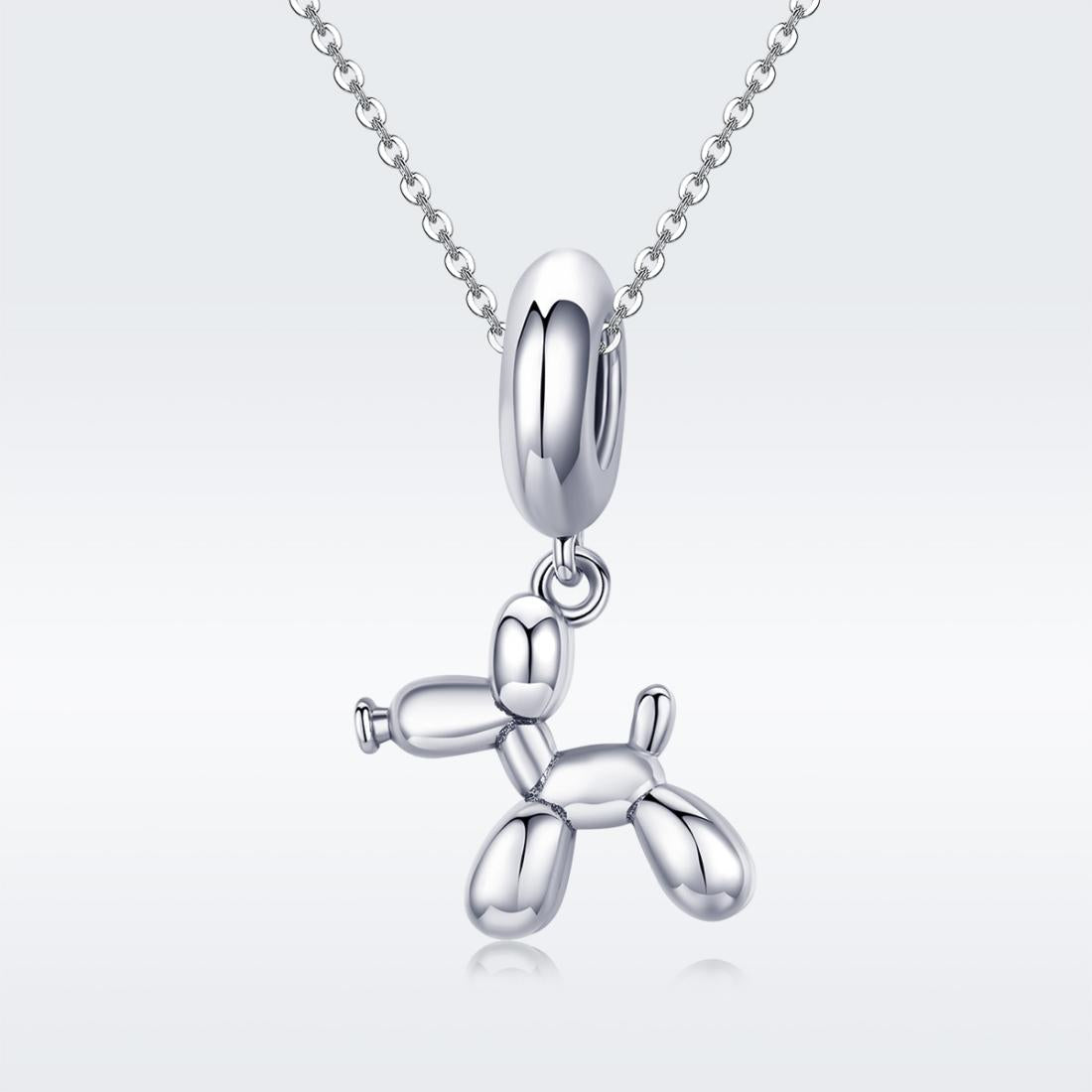 925 Sterling Silver Balloon Dog Charm For Diy Bracelets Bead+Chain Style - Bead + Chain