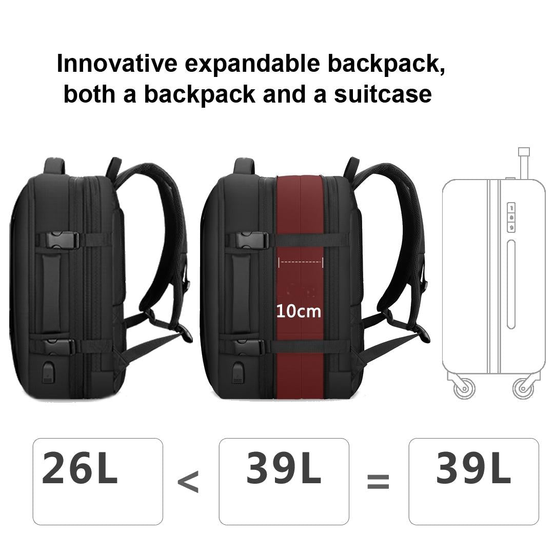Large Capacity Oxford Cloth Backpack - 17.3 Inch Expansion Style for Men