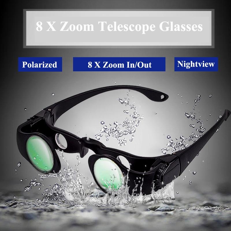 Zoomable Fishing Binoculars - Gray Clip 8X Magnification