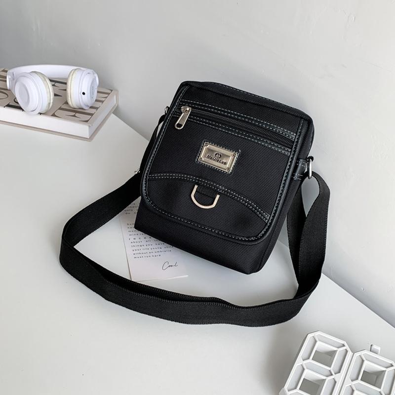 Compact Black Oxford Shoulder Crossbody Backpack With Single Strap For Men - Black Small