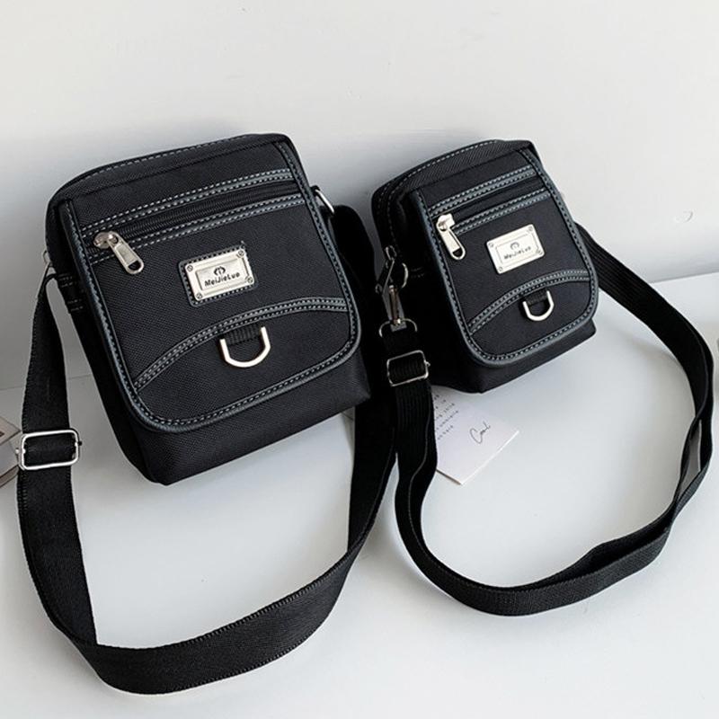 Compact Black Oxford Shoulder Crossbody Backpack With Single Strap For Men - Black Small