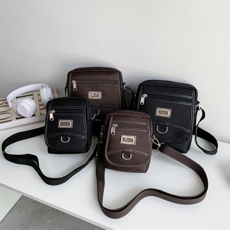 Compact Black Oxford Shoulder Crossbody Backpack With Single Strap For Men - Black Small