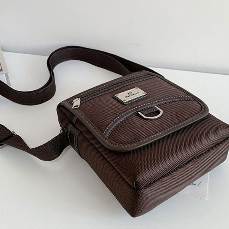 Compact Black Oxford Shoulder Crossbody Backpack With Single Strap For Men - Black Small