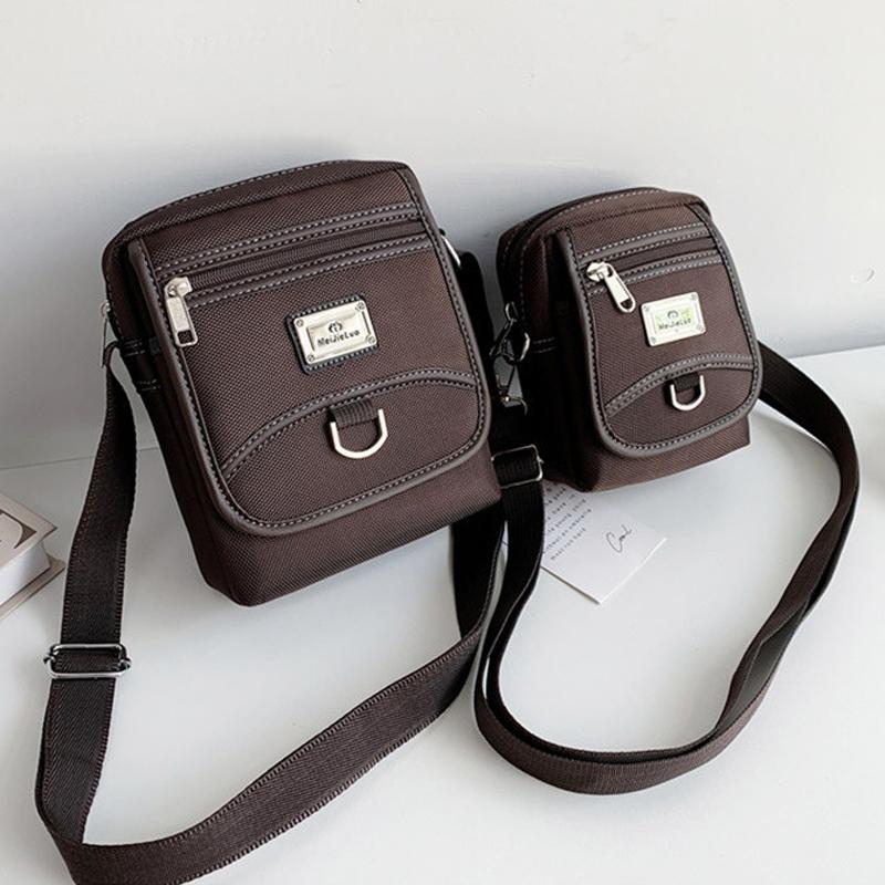 Compact Black Oxford Shoulder Crossbody Backpack With Single Strap For Men - Black Small
