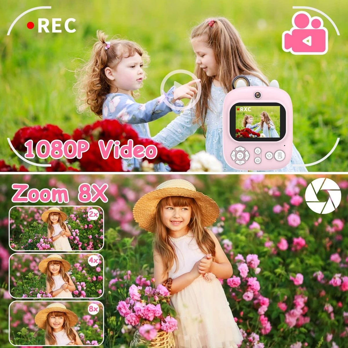 32g Instant Camera with 2.4 Display & Card Reader for Kids - 1200w Blue - Standard Blue