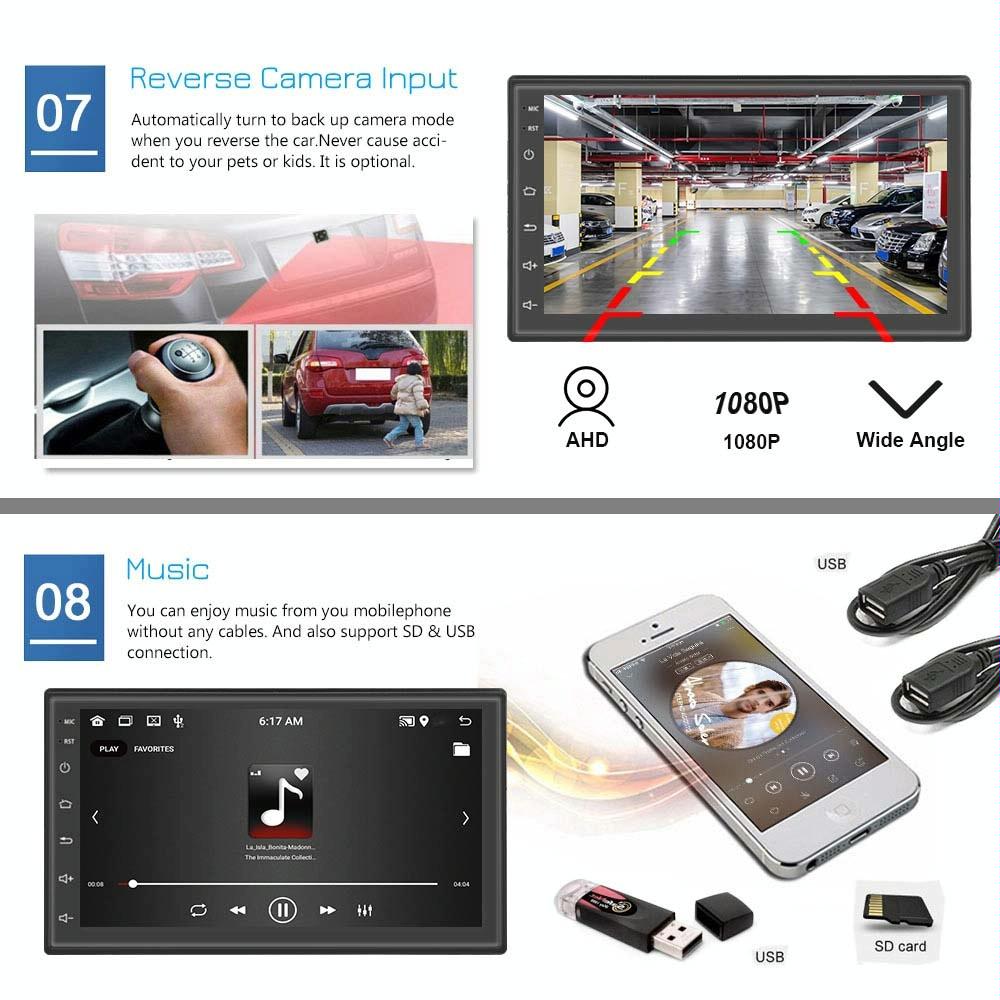 7 Inch Android Wifi Car Navigation Reversing Video Player - 2 + 32G Standard + 4Lights Camera