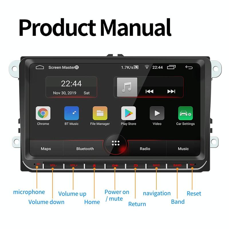 9 Inch Car Hd Radio Receiver Mp5 Player For Volkswagen - Fm Bluetooth Tf Card Gps Wifi - 1Gb + 16Gb