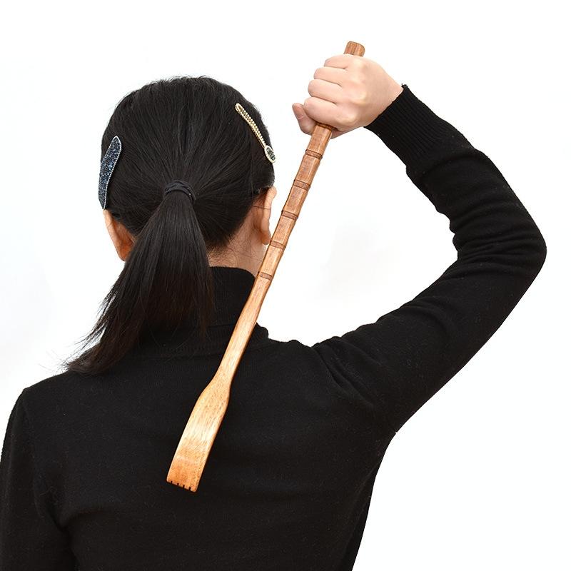 Long Handle Wooden Back Scratcher Round Nature Colour