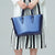 Blue Cowhide Messenger Tote For Women Large Capacity