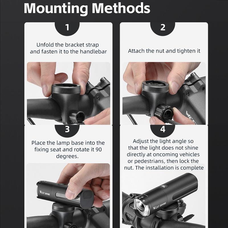 400 Lumens Rechargeable Bike Headlight With Power Reminder - 600 Lumens